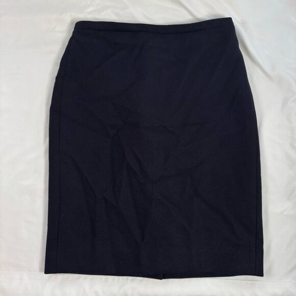 J Crew Size 6 Navy Blue Pencil Skirt Knee Length Wool Lined Back Zip Office - Picture 1 of 6